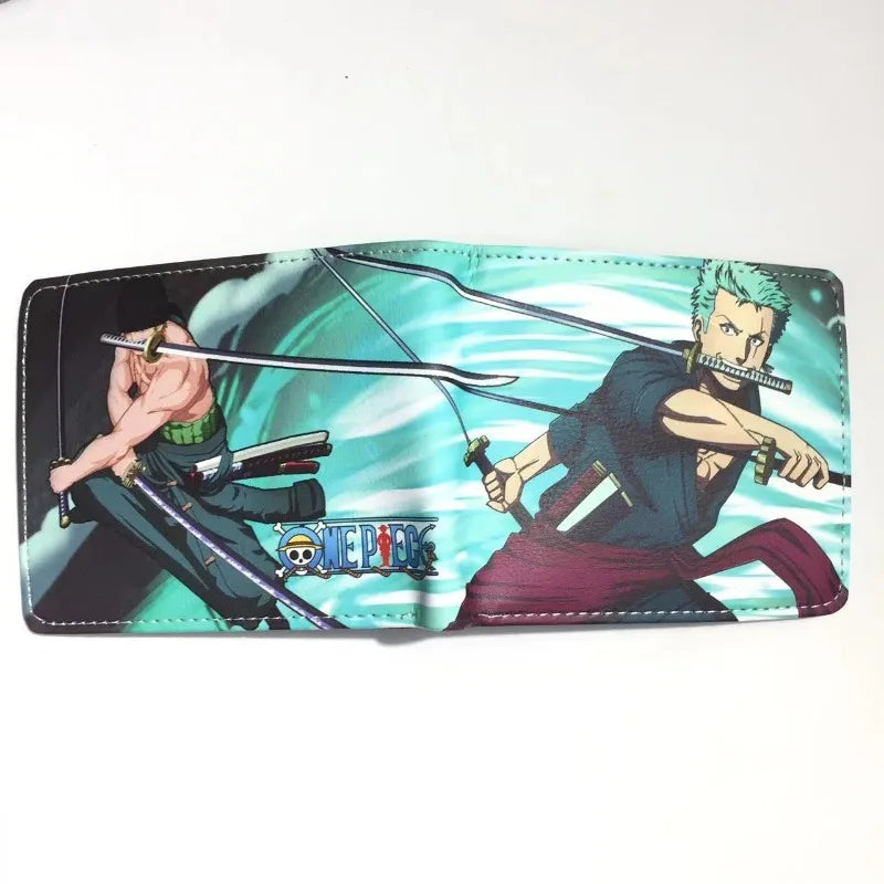 One Piece Anime PU Wallet Zoro Luffy Ace Character Wallet Foldable Portable Multi-Function Card Holder Coin Purse Birthday Gift