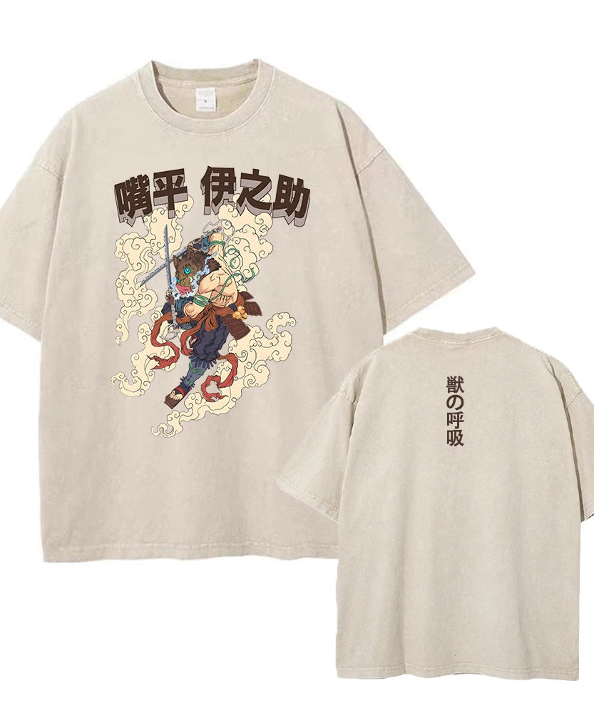 Vintage Demon Slayer Harajuku Tee – Oversized Anime Streetwear Unisex T-Shirt
