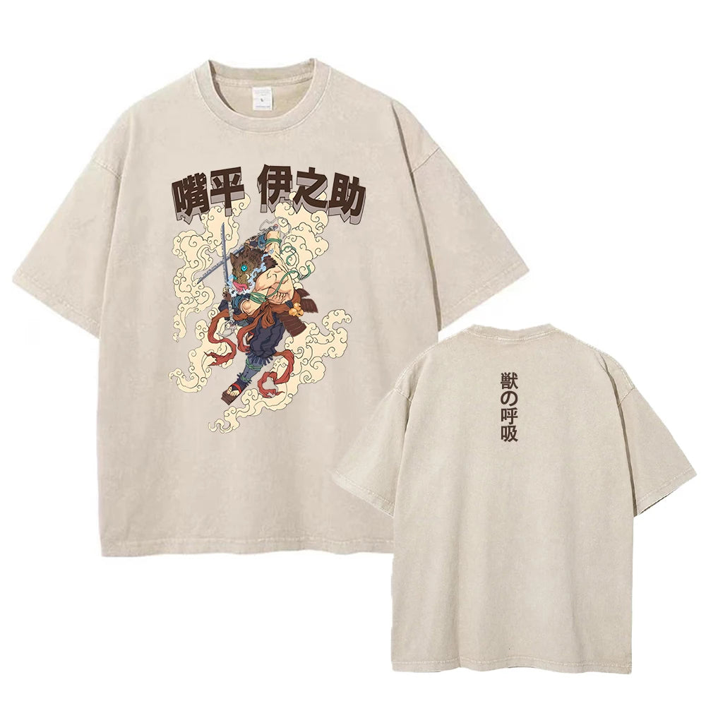 Vintage Demon Slayer Harajuku Tee – Oversized Anime Streetwear Unisex T-Shirt