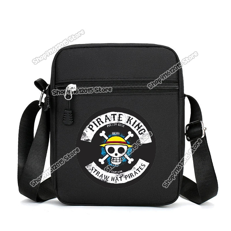 One Piece Men Shoulder Bag Anime Luffy Zoro Boy Oxford Cloth Crossbody Zipper Messenger Bags Outdoor Travel Small Phone Pouch