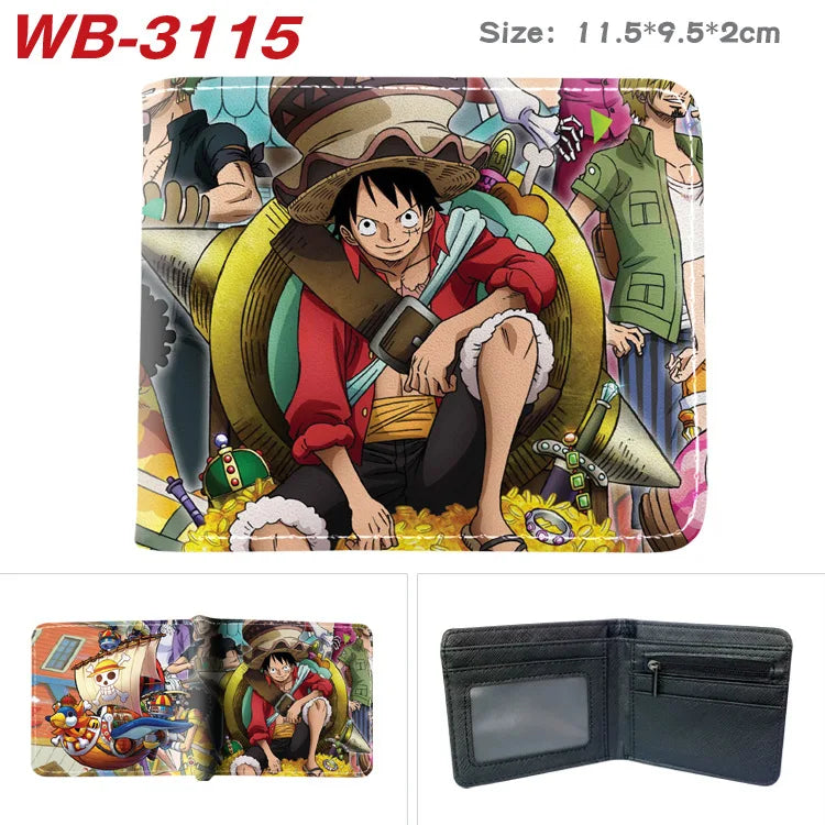 Creative One Piece Anime Peripheral Full-color Wallet One Piece Luffy Printed Coin Purse Folded Short Wallet Card Bag