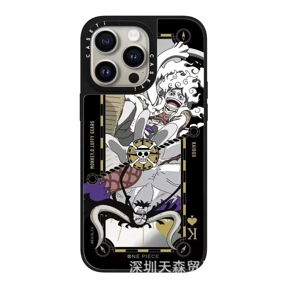 One Piece x Naruto Mirror Phone Case – Anti-Fall Collection for iPhone 16 Pro Max