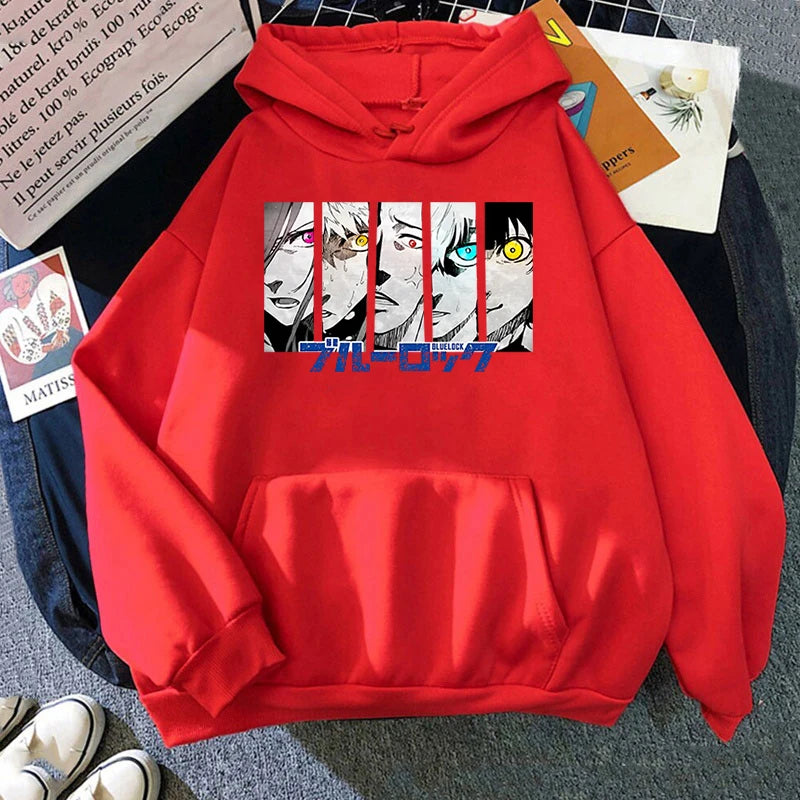 Anime Blue Lock Print Sweatshirt Women'S Casual Top Harajuku Fashion Hooded Sweatshirt Long Sleeve