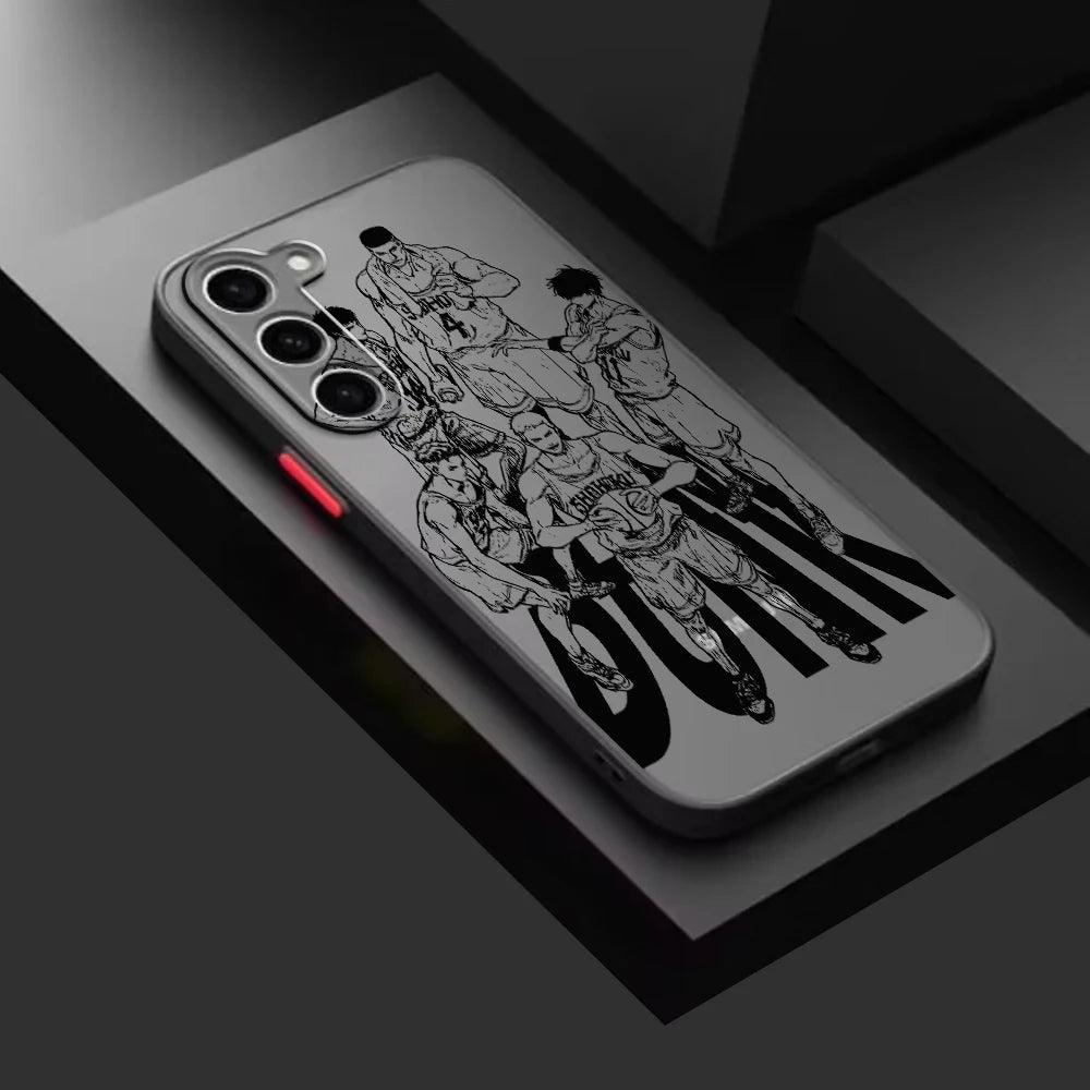 Slam Dunk Popular Anime Art Frosted Translucent For Samsung Galaxy S24 S23 S22 S21 S20 FE S10 S9 S8 Plus Ultra Pro 5G Matte