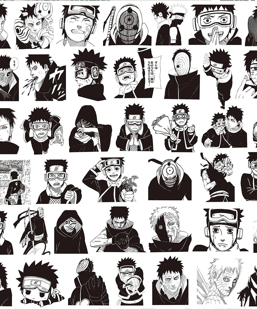 10/30/70pcs Anime NARUTO Uchiha Obito Stickers Cool Black and White Graffiti Decals Phone Notebook Luggage Cartoon Sticker Decor
