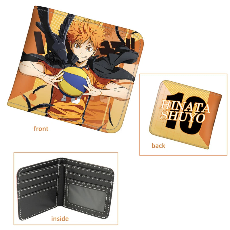 Anime Haikyu!! Short PU Leather Wallet Cute Hinata Shoyo Kageyama Tobio Folding Purse
