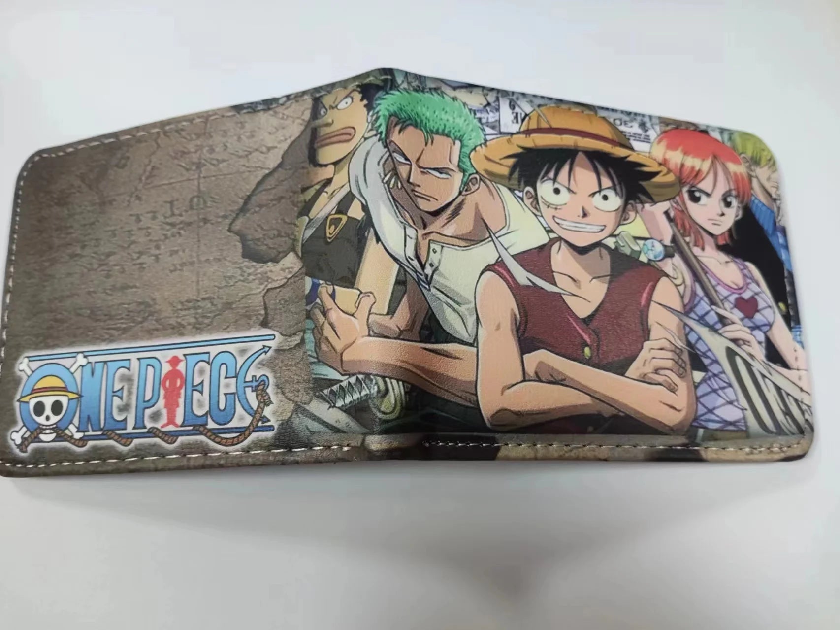 One Piece Anime PU Wallet Zoro Luffy Ace Character Wallet Foldable Portable Multi-Function Card Holder Coin Purse Birthday Gift