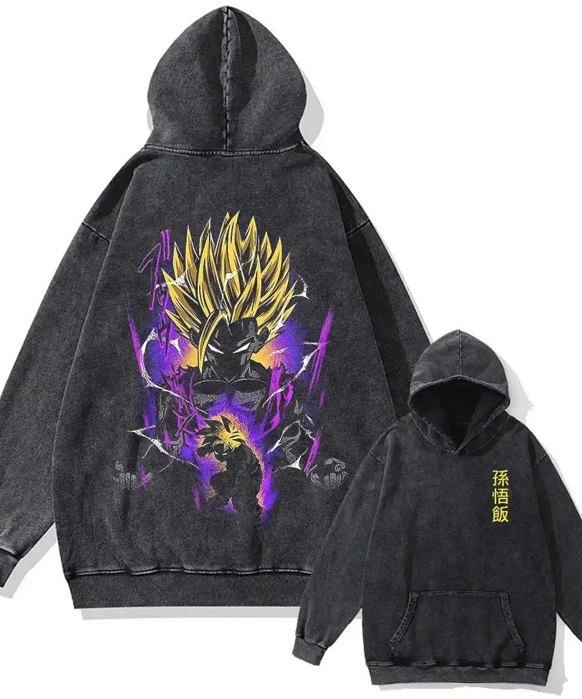 New Dragon Ball Anime Oversized Washed Pullover Sweatshirt Men Women Hoodie Casual Hip Hop Large Size Sweater Top Spring Autumn