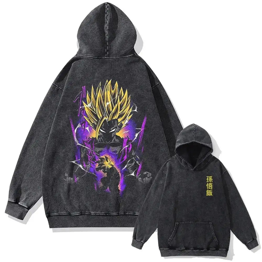 New Dragon Ball Anime Oversized Washed Pullover Sweatshirt Men Women Hoodie Casual Hip Hop Large Size Sweater Top Spring Autumn