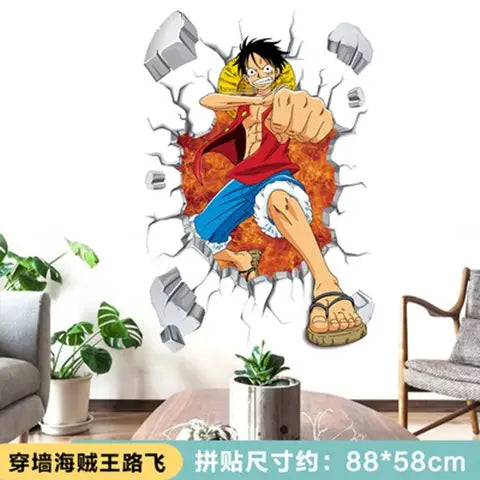 One Piece Anime Luffy Poster Wall Sticker Personality Creative Fashion Boys Dormitory Decoration Wallpaper Self Adhesive
