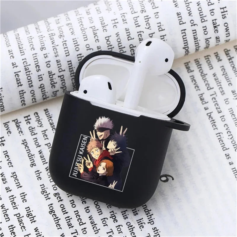 Anime Jujutsu Kaisen Case for Airpods 3 2 1 Pro Silicone Bluetooth Headphone Cover Gojo Satoru Air Pod Earphone Box Black Coque