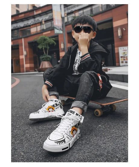 Anime One Piece Luffy High Top Students Leisure Sports Shoes Roronoa Zoro Autumn Winter Breathable Non-slip Shoes Gift Men Women