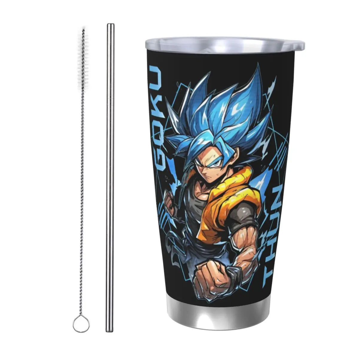 Son Goku & Vegeta DBZ Stainless Steel Tumbler – Double Wall Hot & Cold Cup with Straw