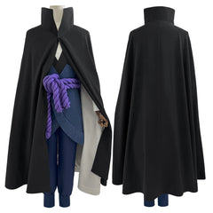 Anime Sasuke Uchiha Cosplay Costume – Cloak, Vest, Pants & Purple Belt Set