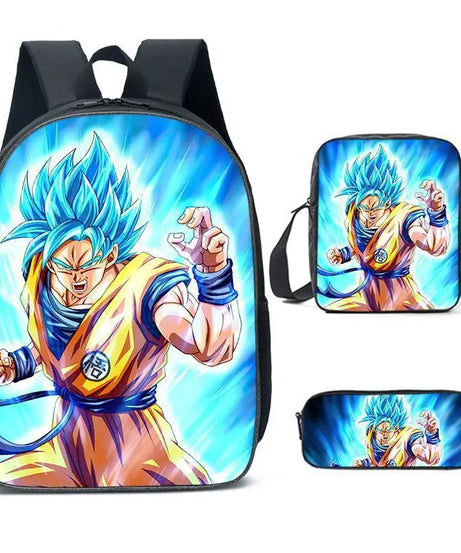 Dragon Ball Anime Goku Vegeta Frieza Large Capacity Cool Student School Bag Lunch Bag Pencil Bag Three-piece Set Gift