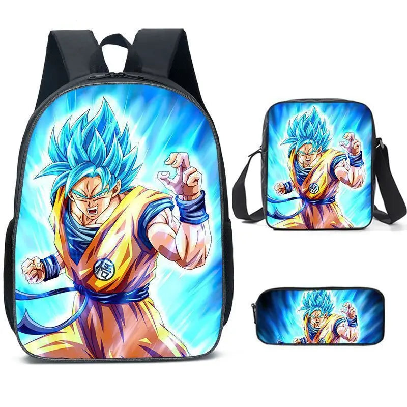 Dragon Ball Anime Goku Vegeta Frieza Large Capacity Cool Student School Bag Lunch Bag Pencil Bag Three-piece Set Gift