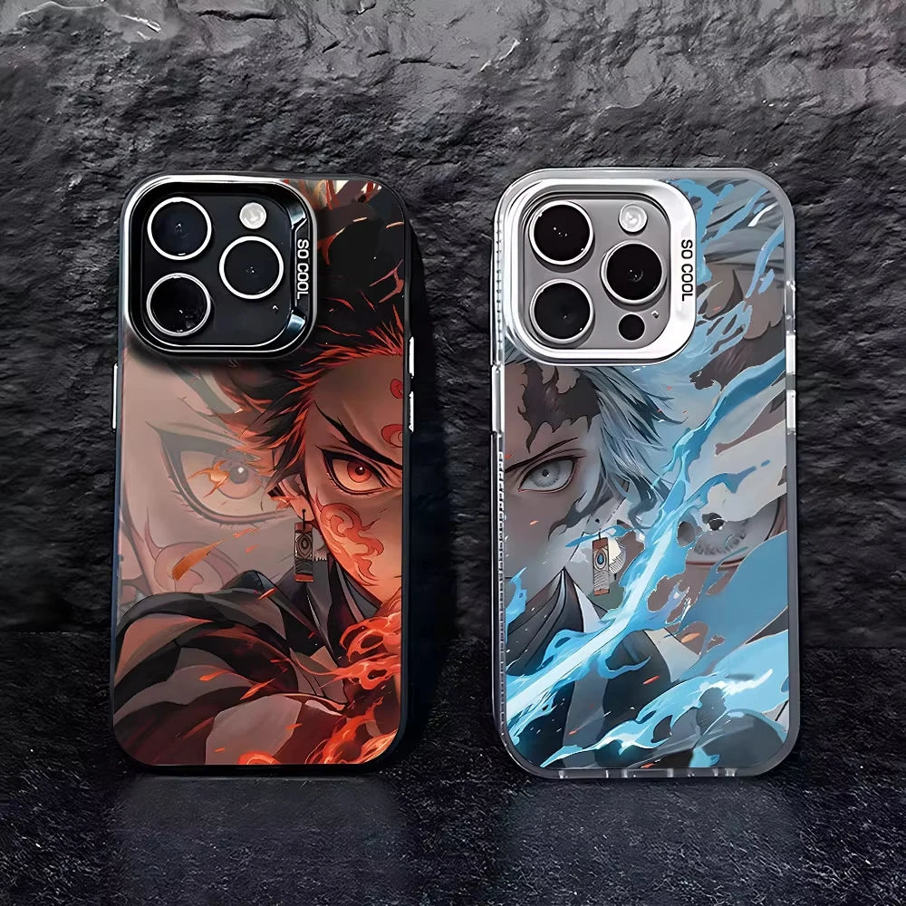 Anime D-Demon S-Slayer Plating Phone Case For Samsung Galaxy A14 A15 5G S21 S22 S23 S24 5G FE Plus Ultra A25 A35 A52 A53 A54 A55