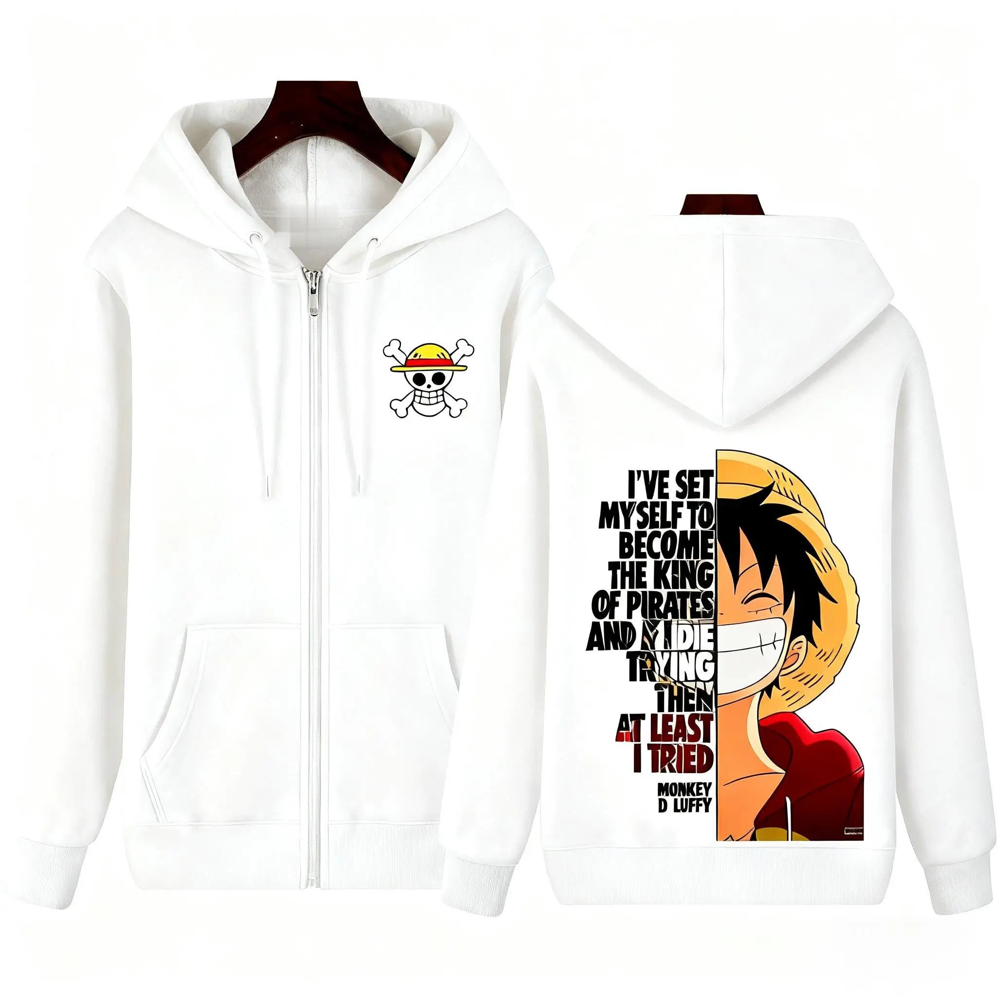 One Piece Monkey D Luffy Graphic Print Hoodie Zip Up Jacket Men Women Anime Streetwear Casual Pullover Long Sleeve Autumn Winter