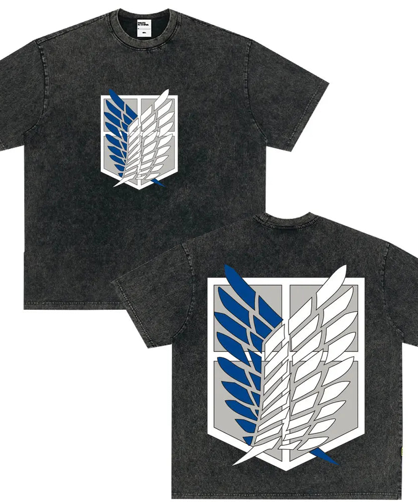 Summer Wears Anime Anime Attack on Titan Classic Cotton T-shirts New Style Washed T-shirt Fashion Streetwears Men