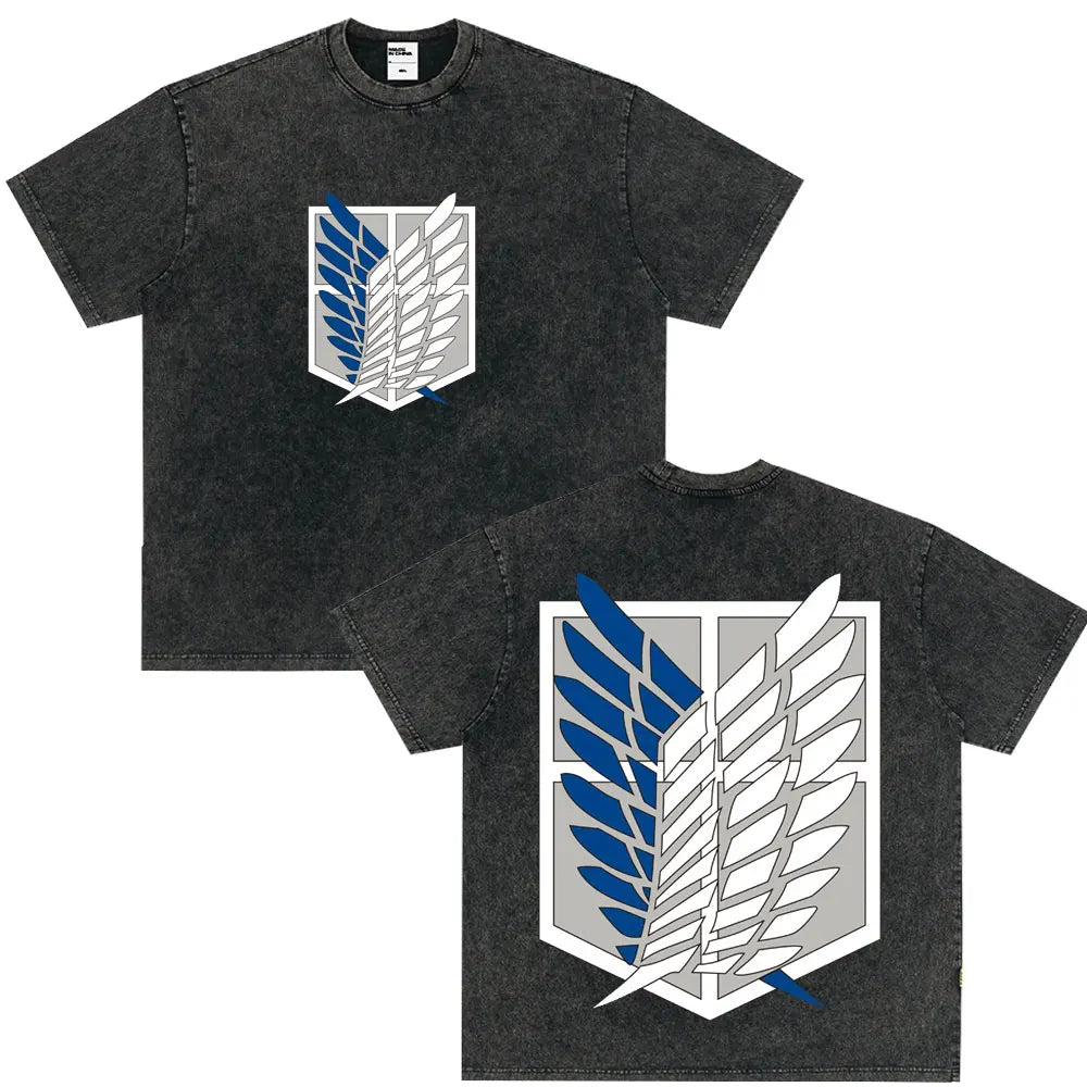 Summer Wears Anime Anime Attack on Titan Classic Cotton T-shirts New Style Washed T-shirt Fashion Streetwears Men