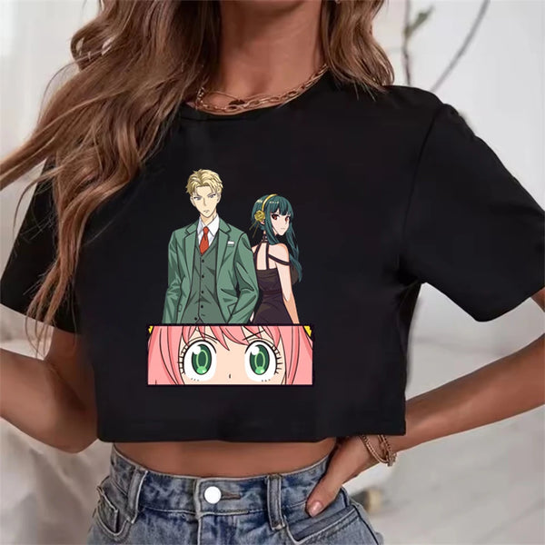 Spy x Family Anya & Forger Family Y2K Aesthetic Crop Top Kawaii Anime Tee