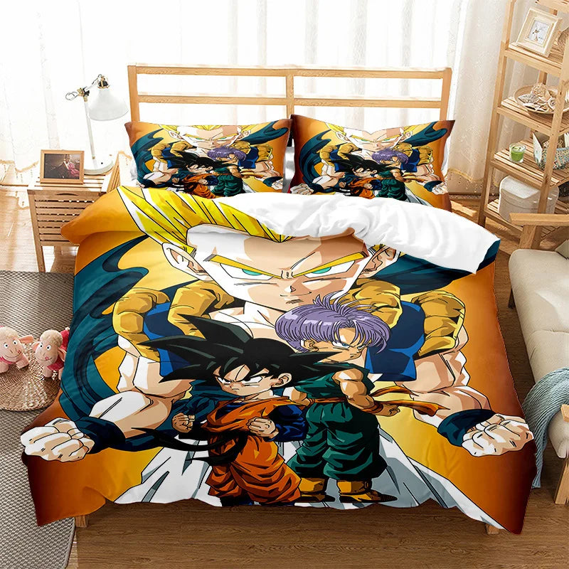 Anime Dragon Ball Duvet Comforter Quilt Cover Set Super Saiyan Bedding Set Anime Car Bed Bedroom Home Children Bedroom Gifts