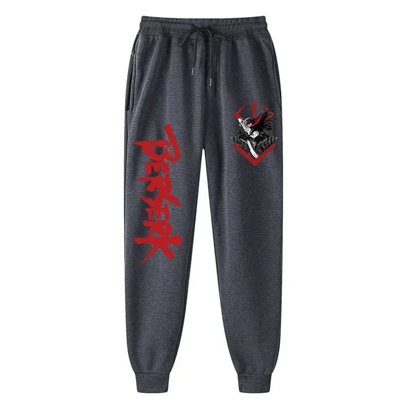 Men's berserk animated printed sportswear pants sports jogging pants casual polar lining pocket pants