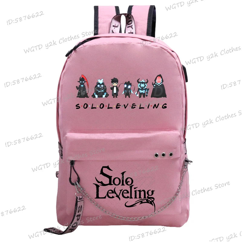 Cute Funny Solo Leveling Anime School Backpack for Teenager Bookbag Fashion Student Zipper Travel Rucksack Women Men Back Pack