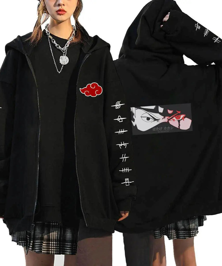 Autumn Zip Up Jacket Anime Naruto Figures Sweatshirt Men Women Plus Size Casual Clothing Harajuku Coat Halloween Gifts