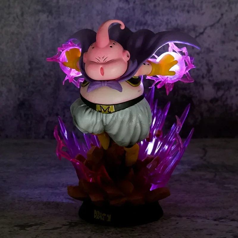 18cm Dragon Ball Z Anime Figure Majin Buu Fat Buu Action Figure with Light PVC Statue Model Doll Collection Decoration Toys Gift
