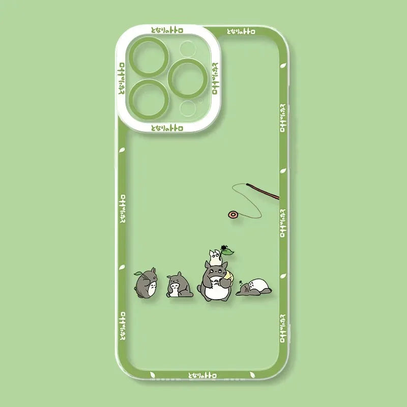 Cute T-TotoroS Phone Case For iPhone 16 Pro Max 15 14 Plus 13 12 11 Pro XR XS X 8 7 SE 2020 Soft Silicone Clear Cover