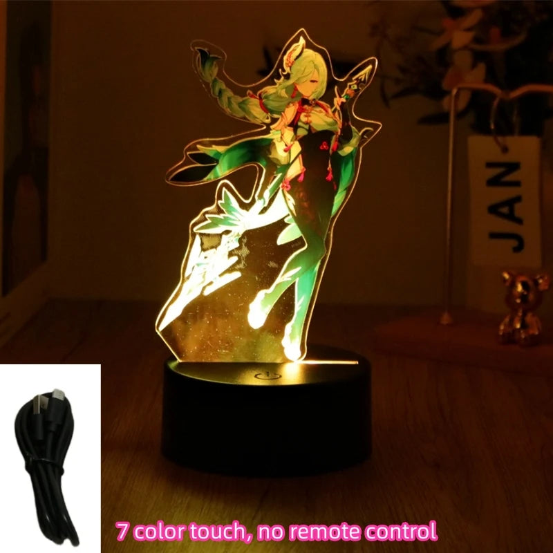 Genshin Impact 3D Lamp Anime LED Night Light Decorative Smart Touch dreamcast for Bedroom Home Decoration Valentine's Day Gift