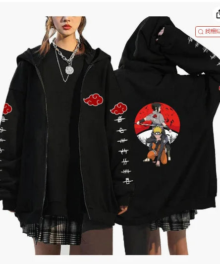 Autumn Zip Up Jacket Anime Naruto Figures Sweatshirt Men Women Plus Size Casual Clothing Harajuku Coat Halloween Gifts