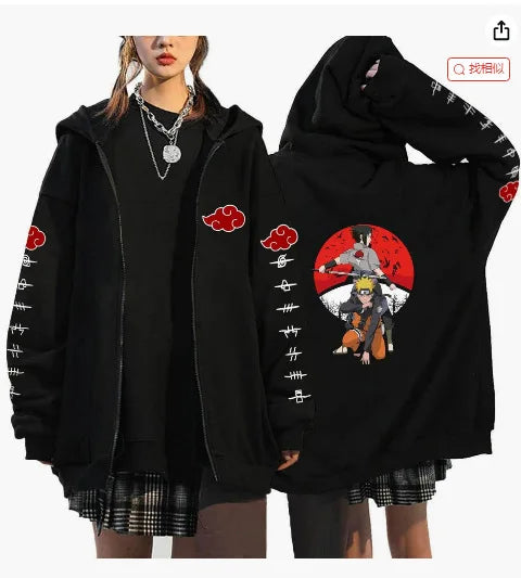 Autumn Zip Up Jacket Anime Naruto Figures Sweatshirt Men Women Plus Size Casual Clothing Harajuku Coat Halloween Gifts