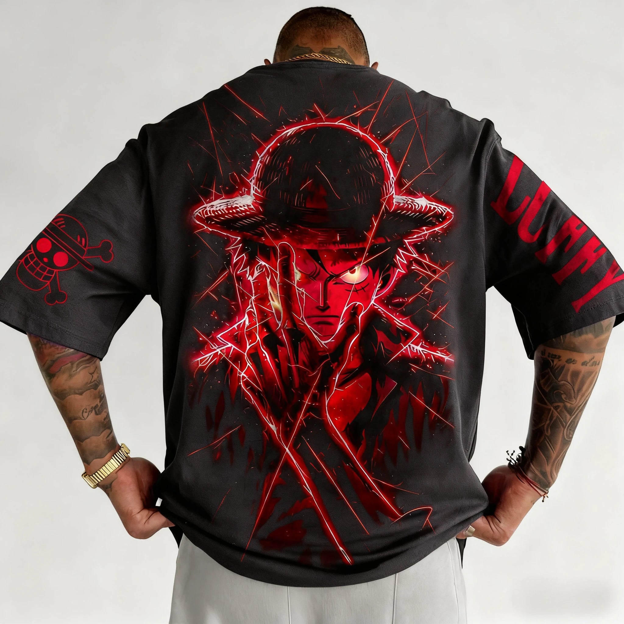 One Piece Luffy Anime Joint T-shirt Street Summer New Men's Harajuku Loose Casual Children's Parent Child Clothing Top