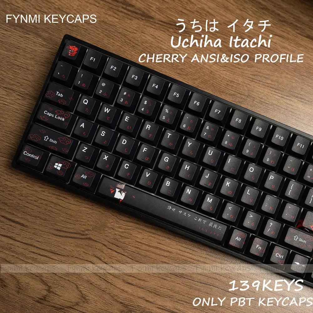 Uchiha Itachi Keycaps Set – 139 Cherry Profile Anime Keycaps for MX Switch (ANSI/ISO)