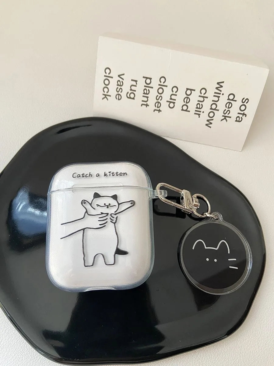 Funny Cat Case for Airpod Cases Air Apple Pro 3 for 2 3rd Pods Transparent Cute AirPods Cover TPU Coque for Airpods 2 1