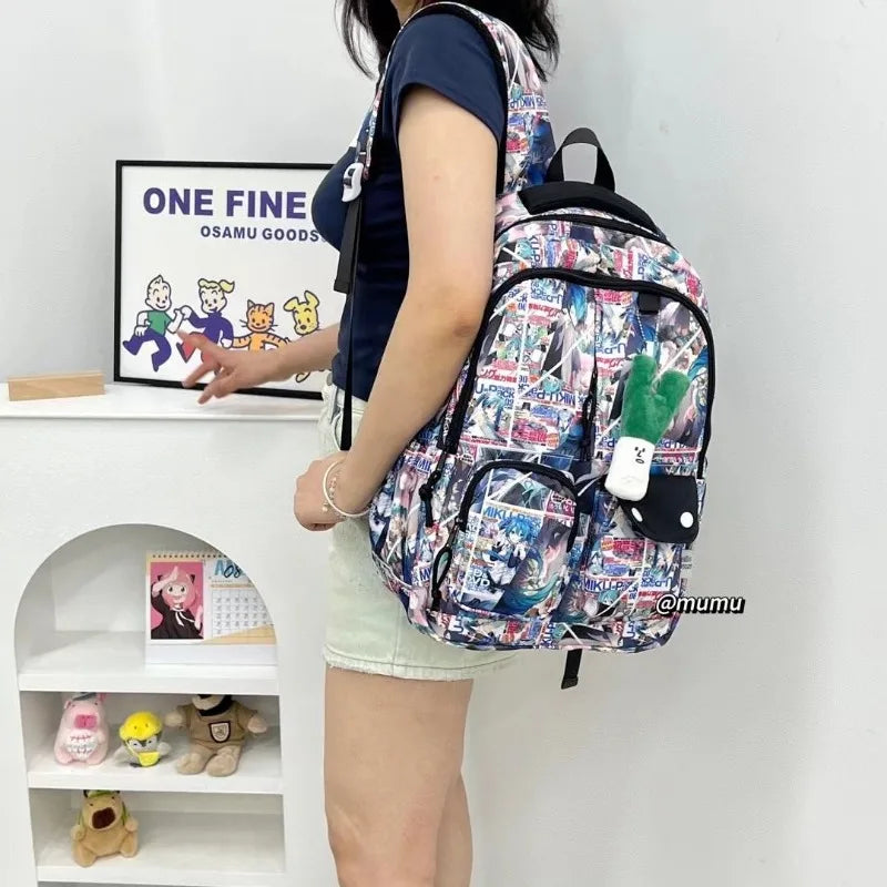Hatsune Miku New Bag Junior High Student Large Capacity High School Student Girls Middle School Backpack Holiday Gift