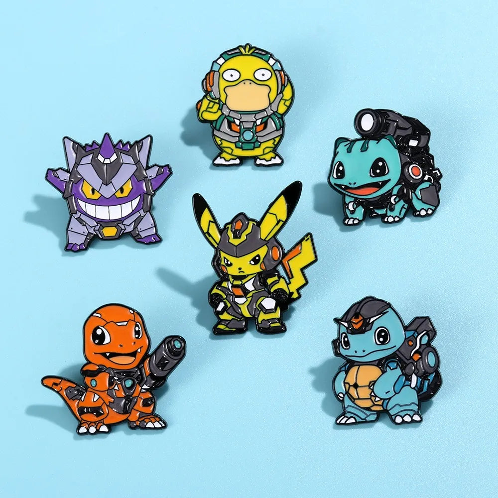 Anime Pokemon Enamel Pins Pikachu Squirtle Gengar Funny Cosplay Brooches Badges Lapel Pin Collection for Fans Accessory