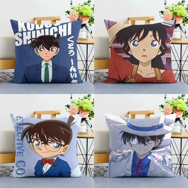 Detective Conan Pillowcase – Soft Anime Cushion Cover with Zipper for Sofa & Bedroom Decor