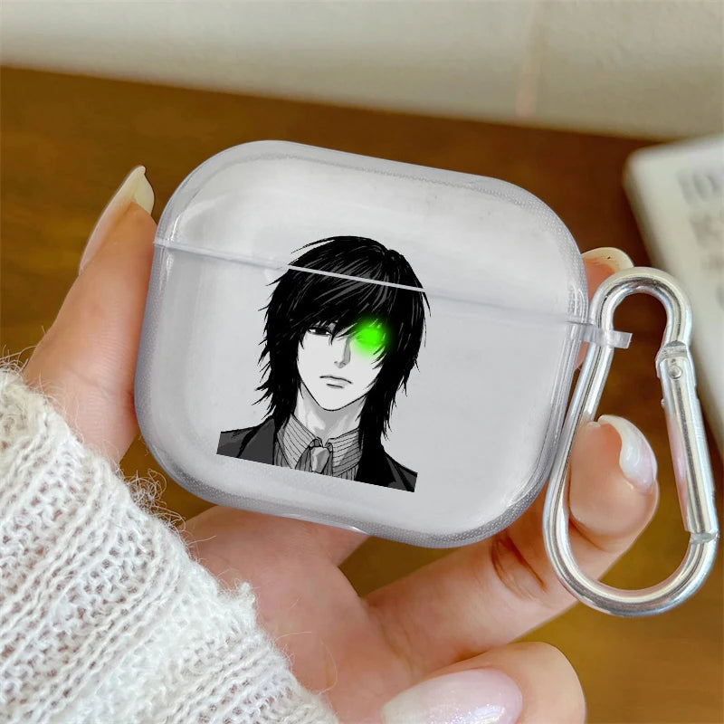 Anime Mikami Teru Death Note Case Soft silicone TPU Case For AirPods 4 Pro 1 2 3 Clear Transparent Bluetooth Earphone Case