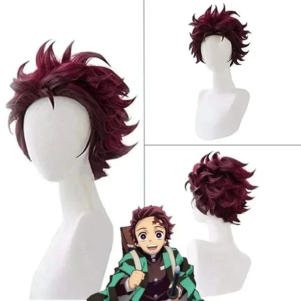 Anime Demon Slayer Tanjiro Kamado Cosplay Costume – Uniform & Wig Set