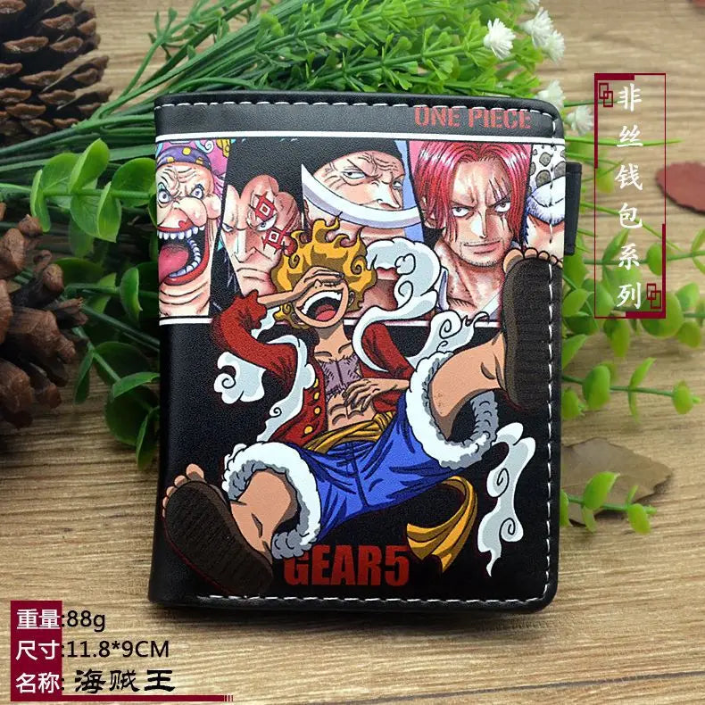 one piece anime peripheral wallet card bag with zipper coin wallet id passport bag cartoon mens one piece figure birthday gift