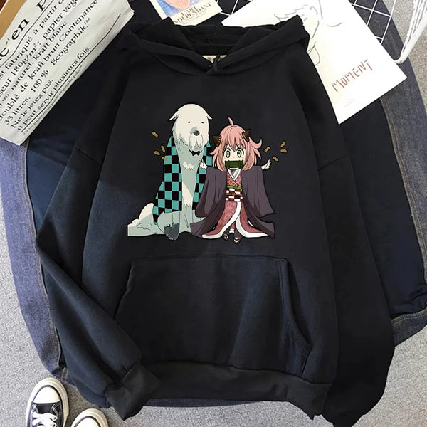 Spy x Family Anya & Demon Slayer Crossover Graphic Fleece Hoodie
