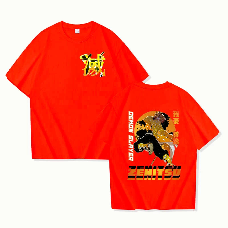 Hot Anime Agatsuma Zenitsu Print T-shirt Summer Casual Loose Personality T Shirt Women Men Harajuku Shirts