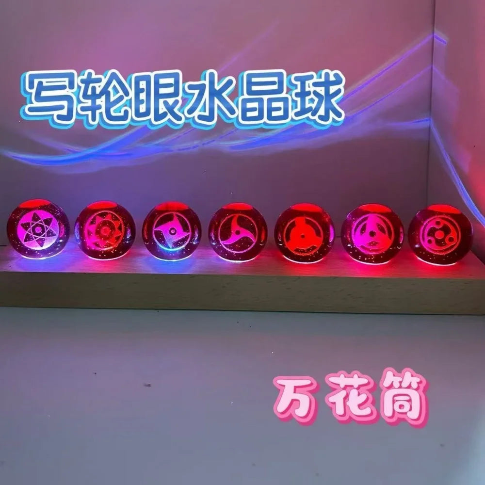 Naruto Night Light Writes Wheel Eye Crystal Ball Anime Sasuke Desktop Decor Ornaments Led Night Lamp Home Atmosphere Lights
