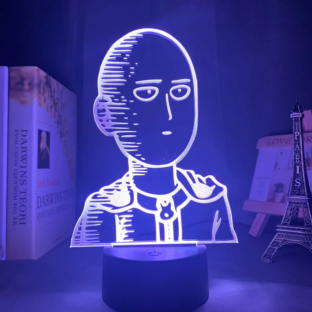 One Punch Man Saitama Figure Led Night Light Lamp for Home Decoration Nightlight Cool Manga Store Decor Ideas Table 3d Light