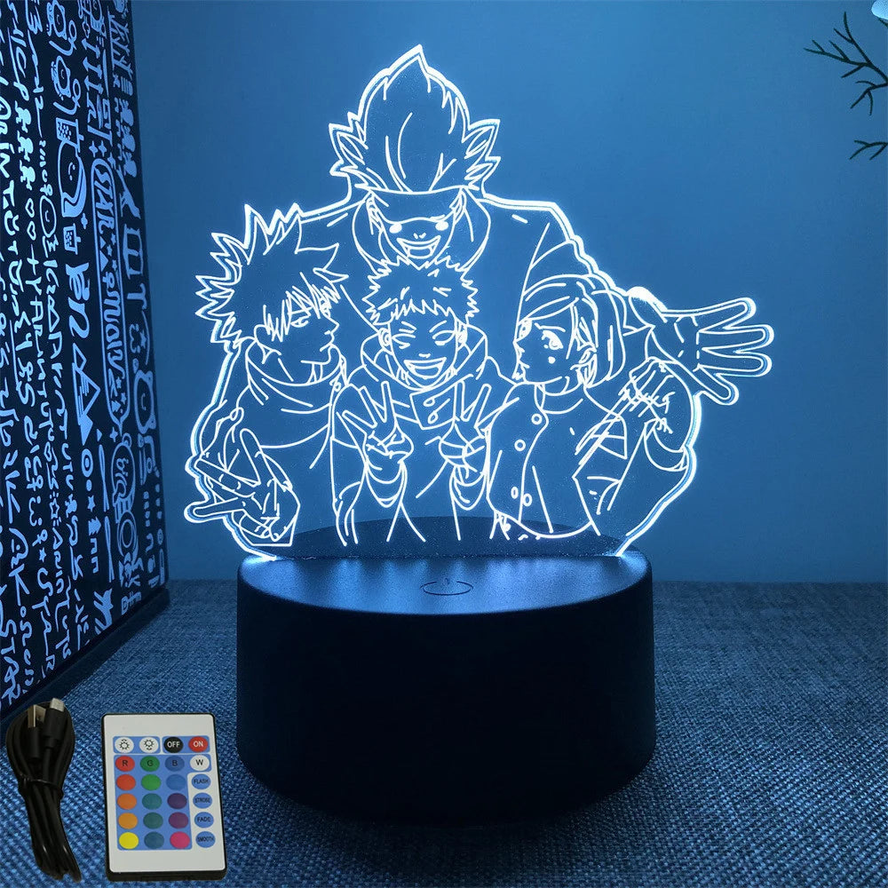 3D Anime Lamp Jujutsu Kaisen Led Night Light RGB Table Lamps Satoru Gojo Action Figure Kids Bedroom Desk Home Decor Friend