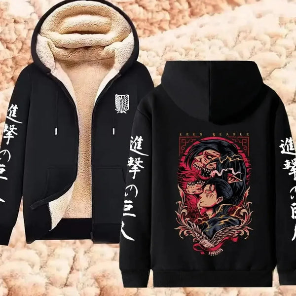 Attack on Titan Zip-Up Hoodie — Thick Winter Jacket