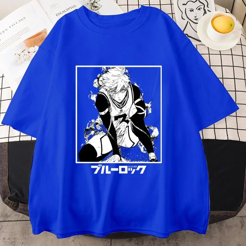 Anime Blue Lock T Shirt Seishiro Nagi Graphic Print Short Sleeve Unisex Streetwear Casual Personality Anime Harajuku Tees Tops